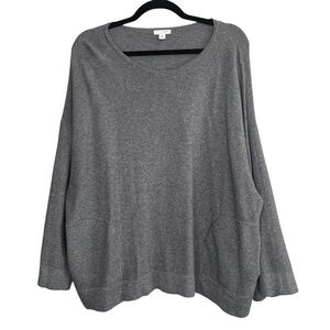 J Jill Sweater Womens Pure Waffle Knit Sweater Size M Gray Two Pockets